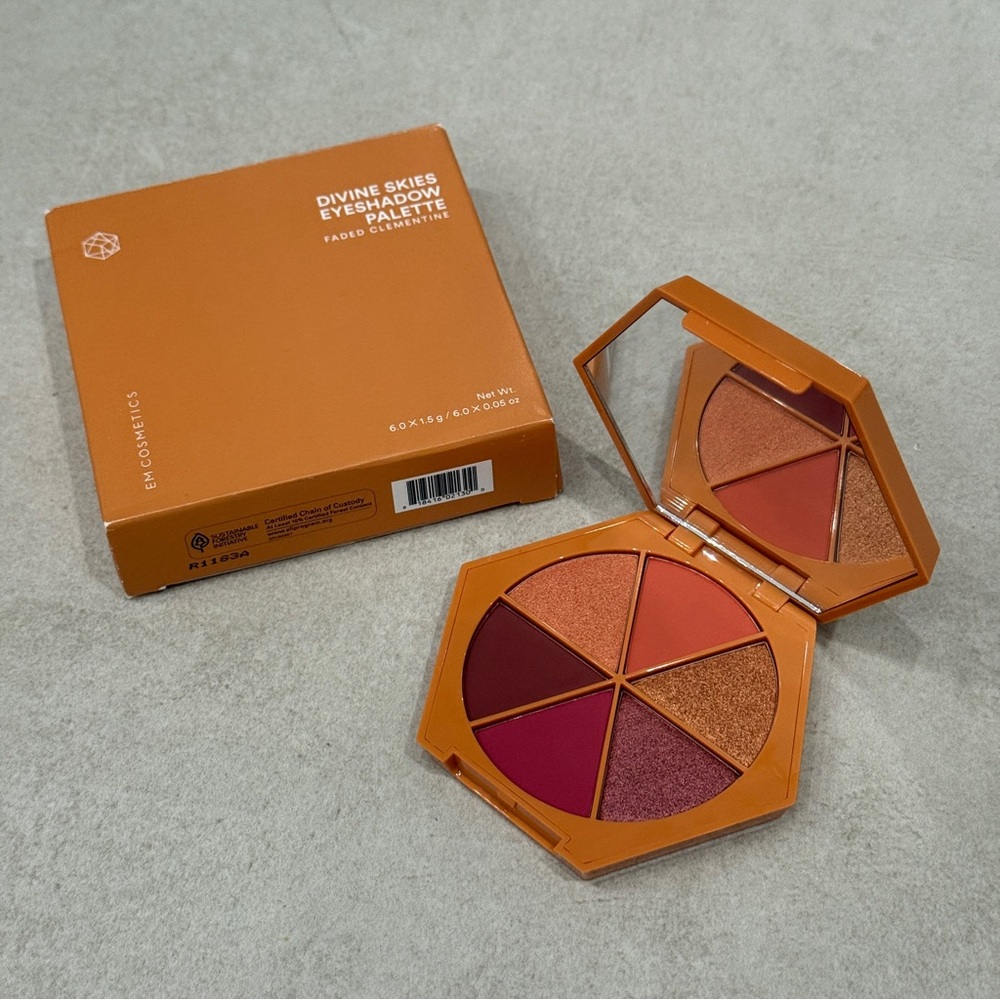EM Cosmetics Divine Skies Eyeshadow Palette Faded Clementine Warm Tones